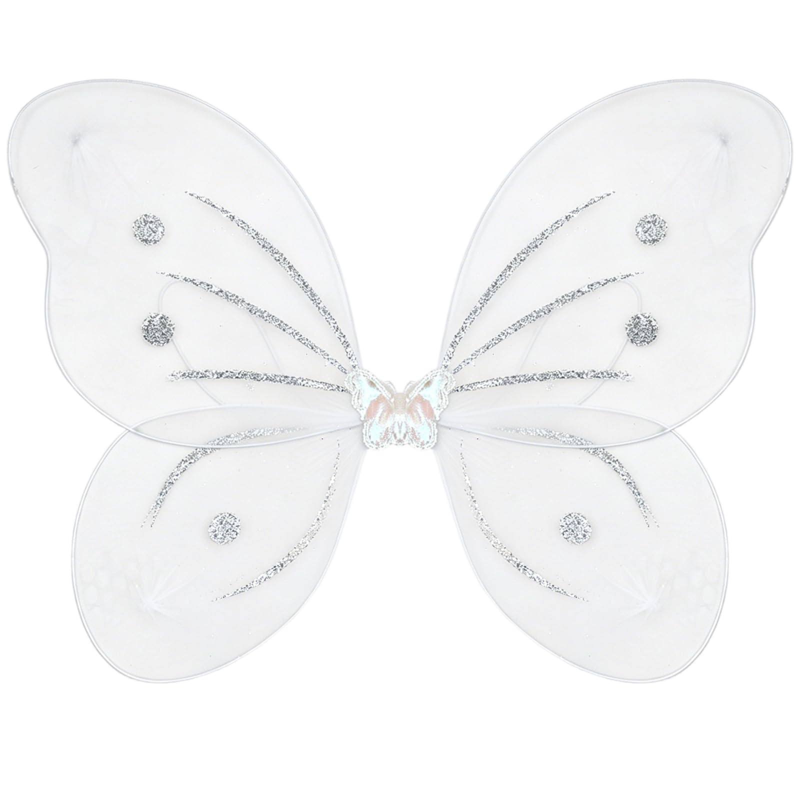 FQAKTB White Glitter Fairy Wings for Adults, Sparkle Butterfly Wings with Elastic Straps, Transparent Angel Prop, Large Butterfly Costume for Halloween Christmas Cosplay Parties, Photoshoots