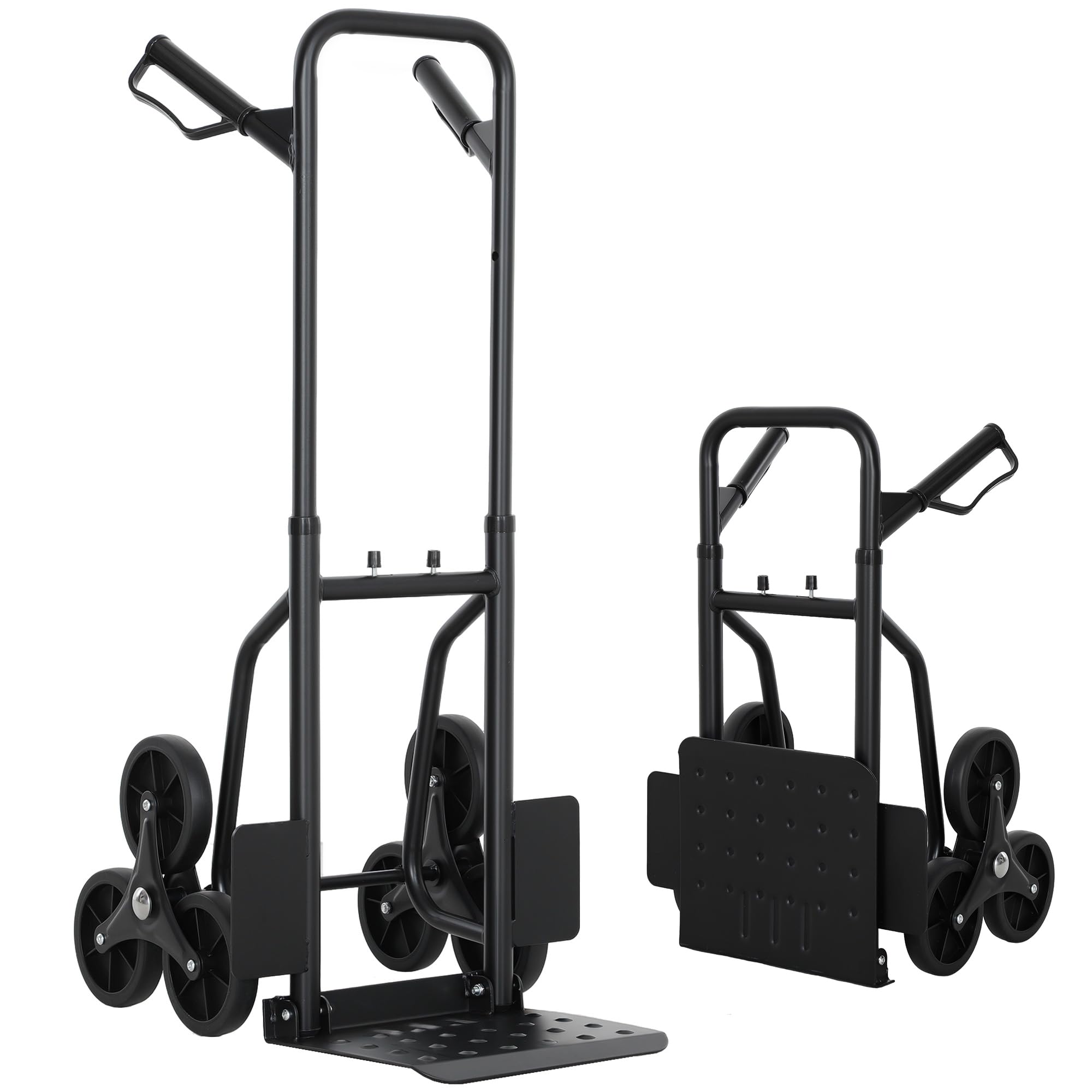 DURHAND Carro Plegable para Escaleras 120kg 6 Ruedas Robusto Negro Acero