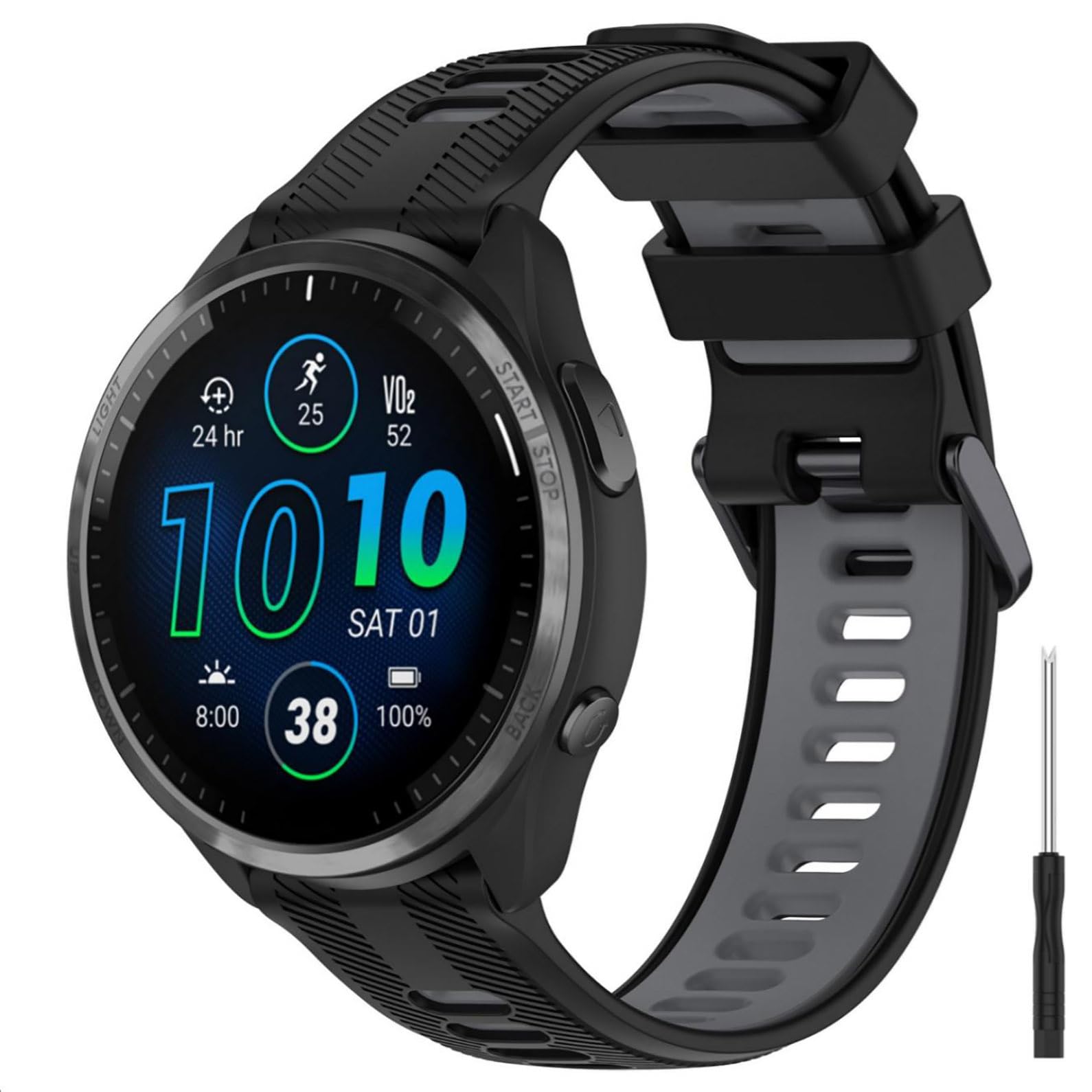 Vhbw Cinturino In Silicone Per Garmin Forerunner 745/945 LTE - Nero (9 + 12,2 Cm) Con Attrezzo