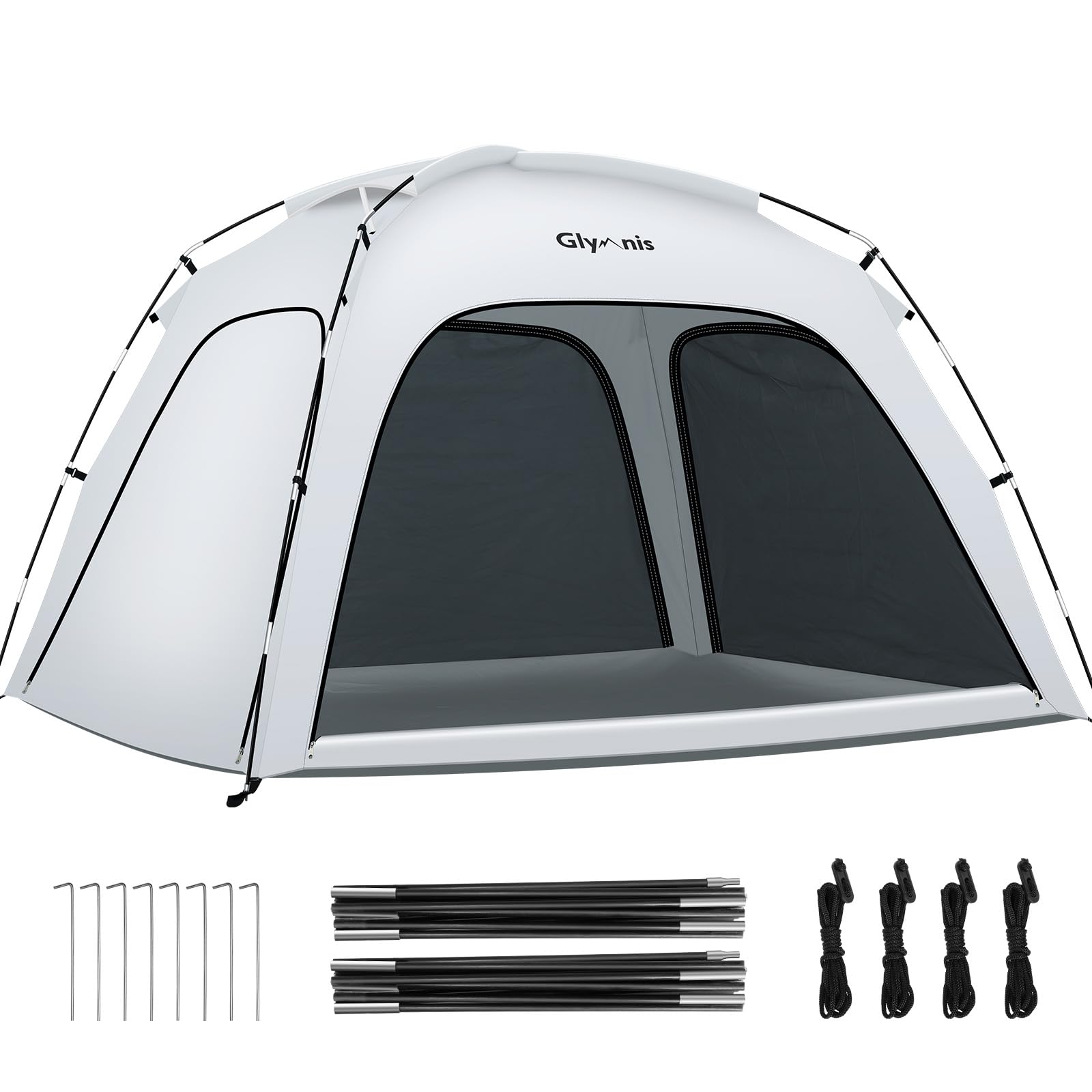 Glymnis Tenda da Spiaggia Grande Adatta a 3-4 Persone, Tenda da Spiaggia Portatile con Cerniera, Leggera Tenda Sole Spiaggia con Dimensioni di 220 x 180 x 125 cm, Facile da Montare, UPF 50+