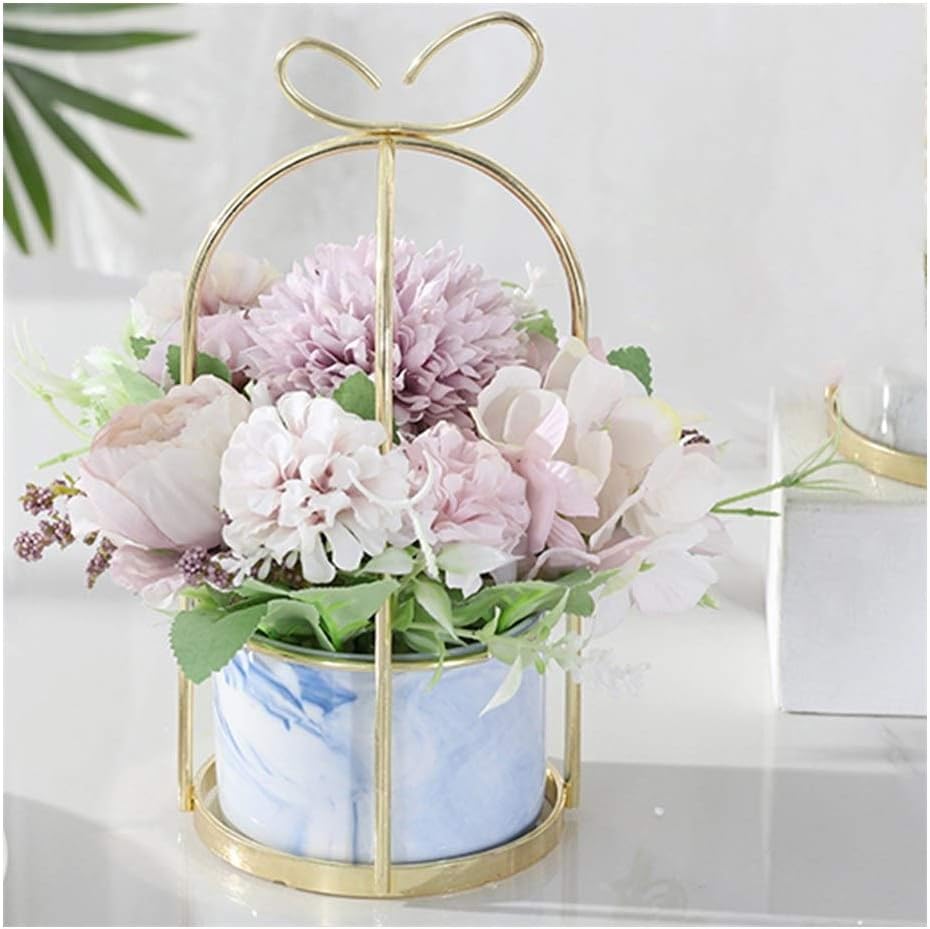 YYDS Vase Set Artificial Flowers Fake Flowers Bonsai with Pot Vase Pompon Chrysanthemum Hydrangea Peony Artificial Flowers Wedding Party Home Decor Artificial Flowers (Color : Light Purple)