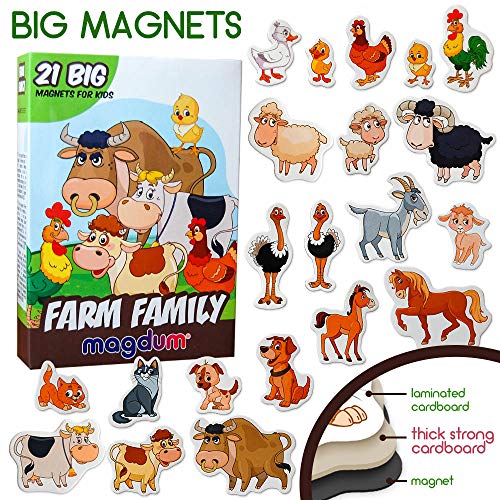 MAGDUM Familia DE Granja - Imanes Animales - Imanes Nevera Grandes - Granja Infantil - Juguetes EDUCATIVOS bebé 3 años - Imanes magnética para Aprender - Teatro de imán para niños