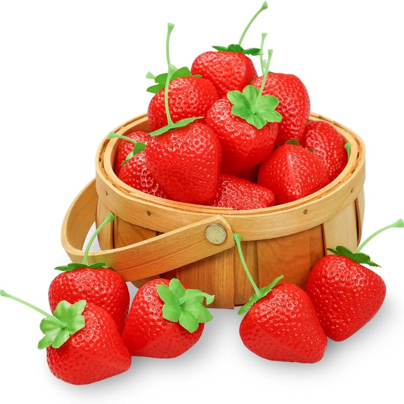 royalkart® Artificial Red Strawberries Fake Fruit Simulation Model Decoration for Party Decor Home House Kitchen Desk Ornament and Photography Prop(Pack of 50)