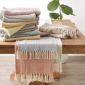 DII Woven Basic Tabletop Collection Chevron Table Runner 15×72 Off White