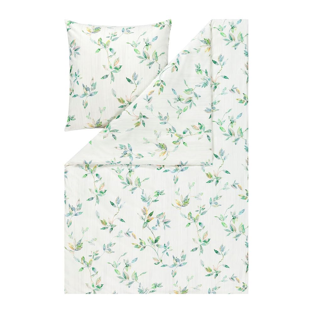 ESTELLA Mako Jersey Bettwäsche 155x220 Thalia grün Blätterranke 6621-530