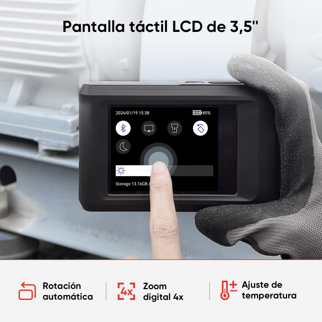 HIKMICRO Cámara termográfica PocketC con resolución IR de 256 x 192, con cámara Visual de 8MP, 25 Hz, escáner térmico con Pantalla táctil de 3,5", IP54, 20℃~400℃, sin WiFi