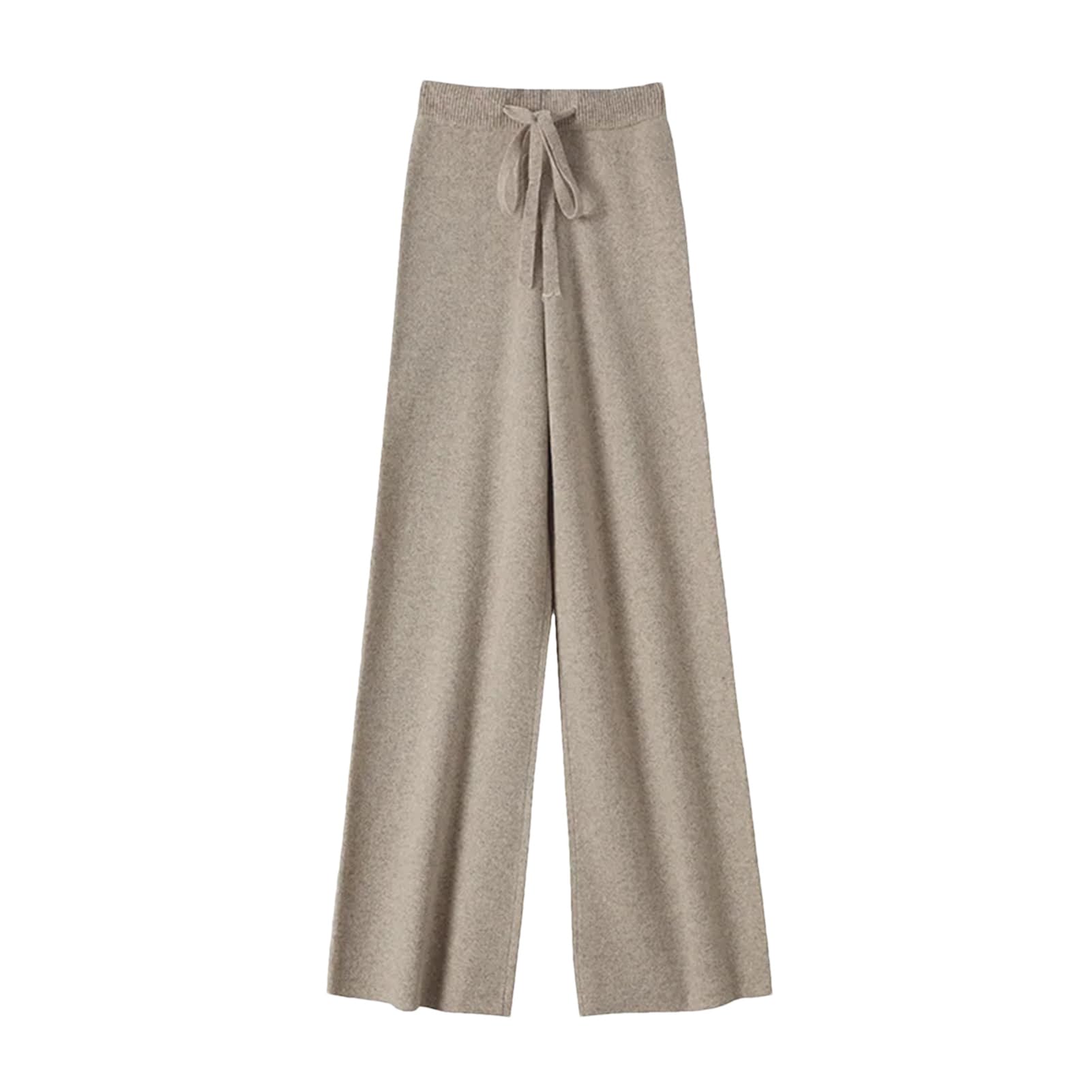 Pantaloni invernali da donna a vita alta in lana a gamba larga pantaloni a maglia morbida morbida e calda pantaloni della tuta elastici in vita