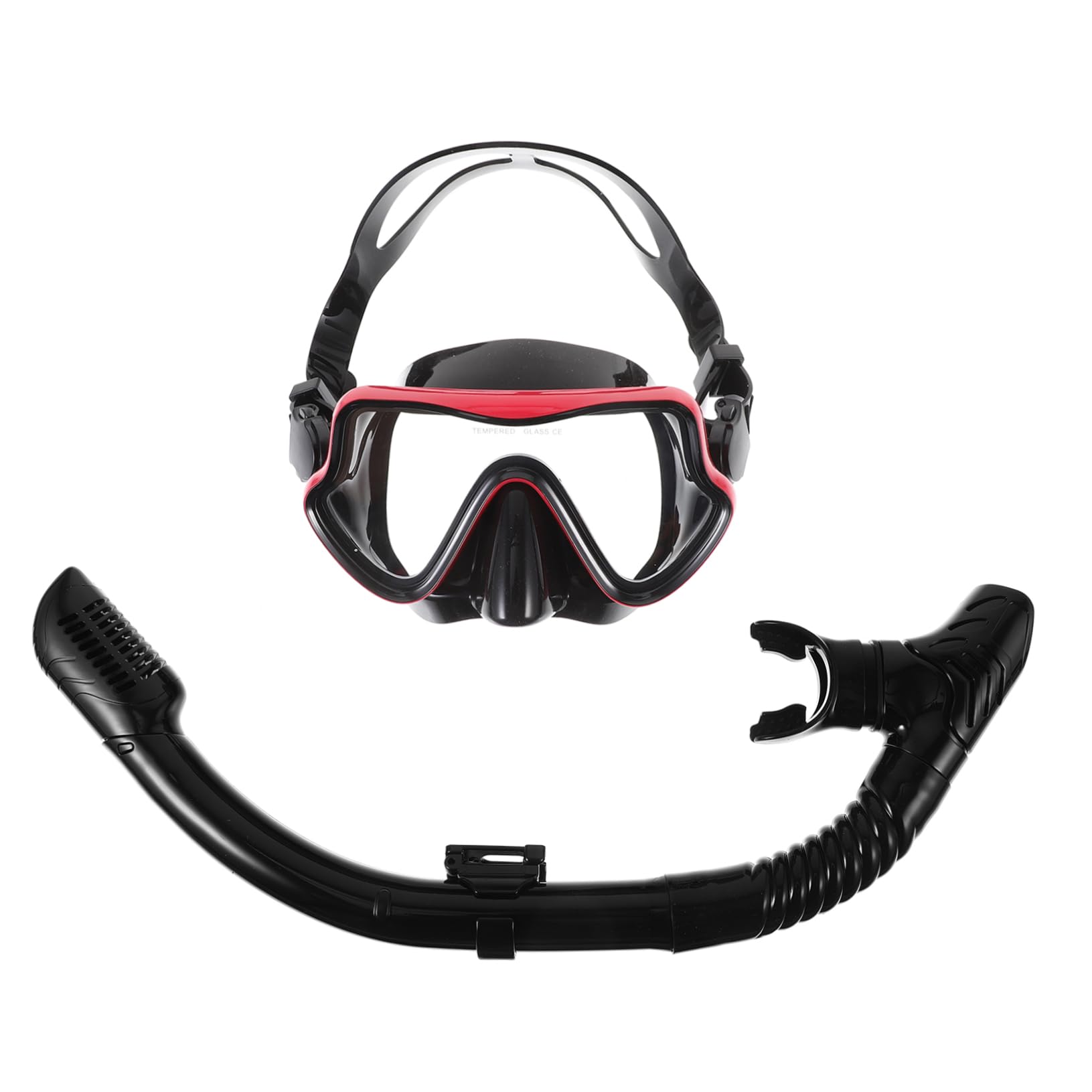 GOOHOCHY 1 Set Adult Snorkeling Mask Snorkel Set Compact Lightweight Snorkeling Gear Red Frame Black Size