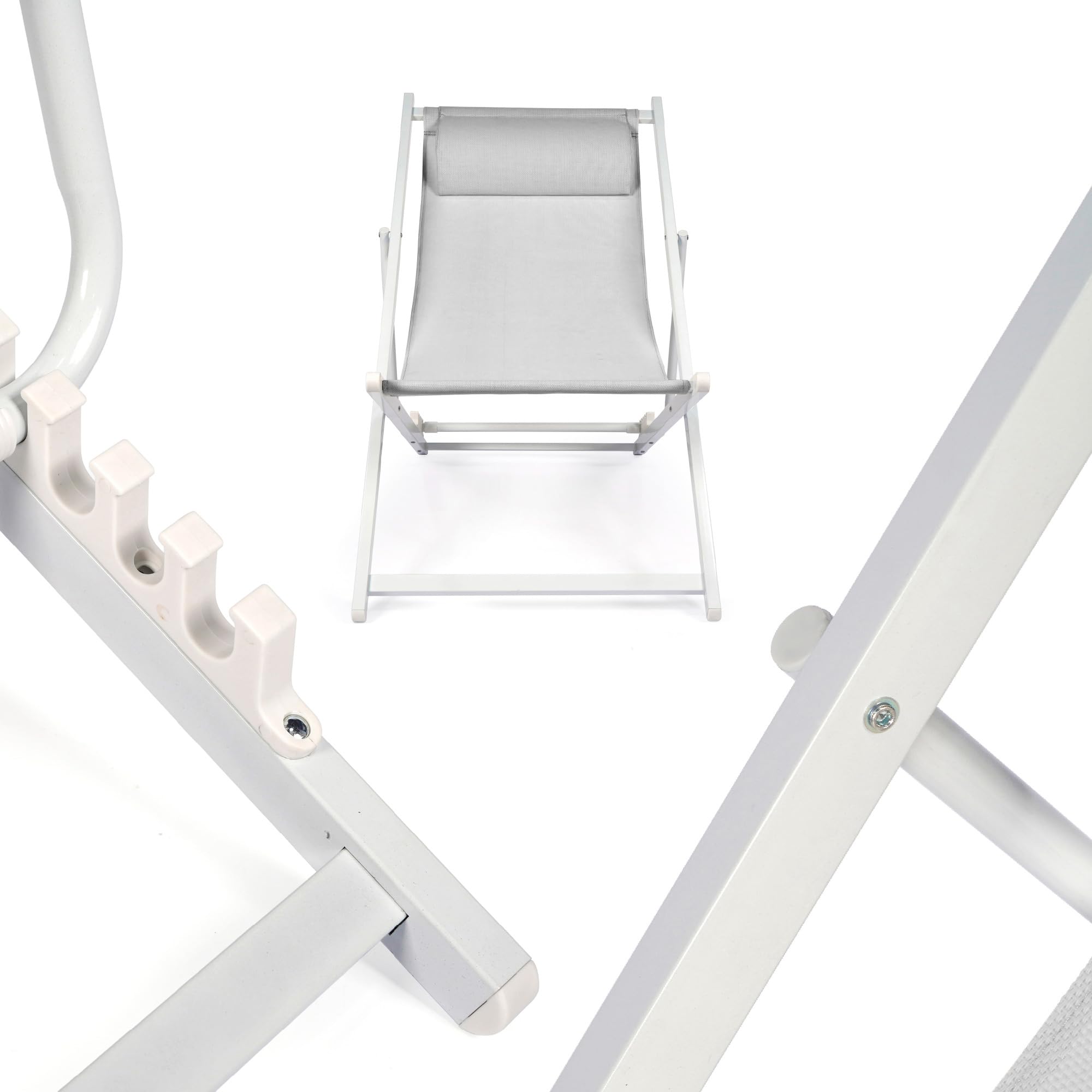 IlGruppone Set 2 Sdraio Mare Pieghevoli Reclinabili con Poggiatesta, Lettini da Spiaggia in Acciaio e Textilene, Sedie Relax per Giardino, Piscina, Terrazza e Campeggio, Beige - Grigio