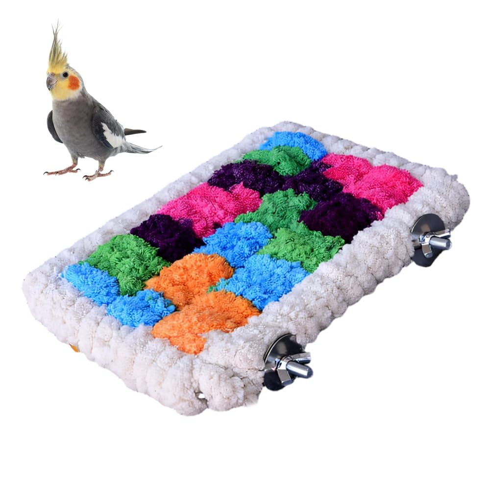 Bird Cage Bed, Colorful Parrot Sleeping Nest Warm Hanging Bird Hammock Built-in 304 Stainless Steel Frame for Winter Foot Platform Birdcage Supplies