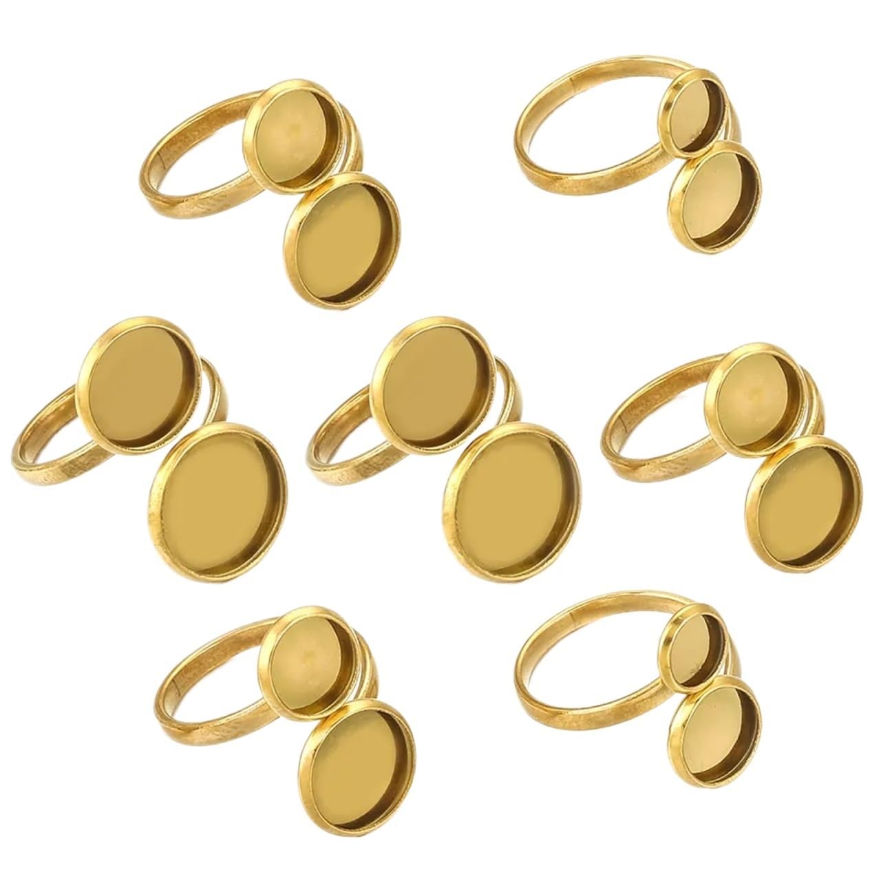 zyrqon 30pcs Adjustable Stainless Steel Open Ring Settings Blank Base Bezel Cabochons Rings for Jewelry Materials Making DIY Finger(G10 12MM)