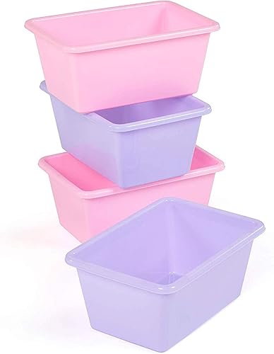 Humble Crew Juego de 4 contenedores de plástico pequeños, color rosamorado