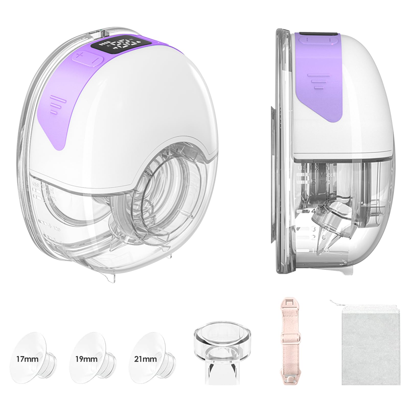 HyAdierTech Milchpumpe Elektrisch Tragbar, Elektrische Milchpumpe Freihändig mit 4 Modi und 12 Stufen, Geringer Geräuschpegel Elektrische Freihändig mit LED-Anzeige, BPA-frei (Lila)