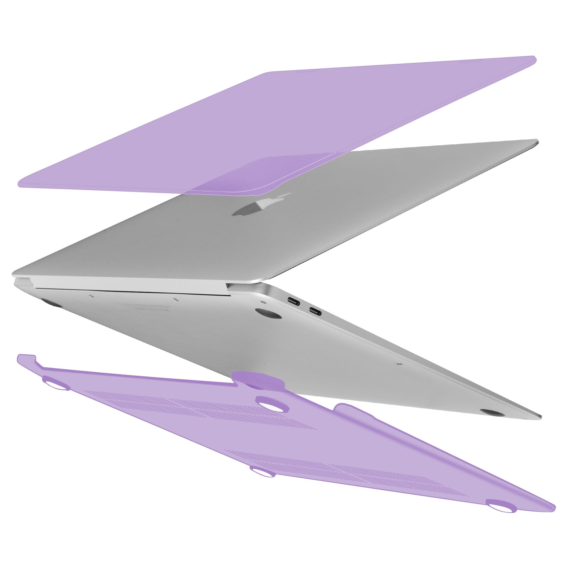TECOOL Cover per MacBook Air M1 (A2337) e MacBook Air 13 Pollici Retina 2020 2019 2018 (A2179 A1932), Custodia Rigida Protettiva Sottile in Plastica e Copritastiera UE, Cristallo Lilla