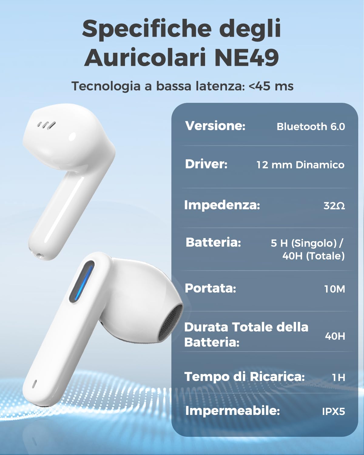 NE49 Cuffie Traduzione Simultanea IA, 150+ Lingue & 6 Modalità Auricolari Traduttore, Cuffie Bluetooth 6.0, Autonomia 40h, Bassa Latenza, Chat IA, Musica, Chiamate, Trascrizione per Viaggi e Business