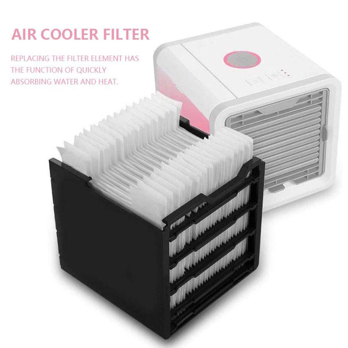 Filtre de Refroidisseur d'air Filtre de Refroidisseur d'air 40 pièces/Paquet de 2 4,72x4,41x4,53 Pouces Filtre d'humidificateur alternatives de Charge USB Remplacement de Mini climatiseurs