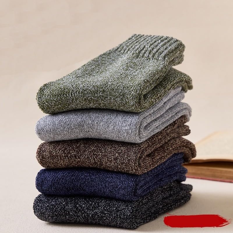 Thickened Warm Cashmere Socks - Vintage, Autumn Winter Against Cold - Men Solid Color Mid-tube Socks，Military Green4