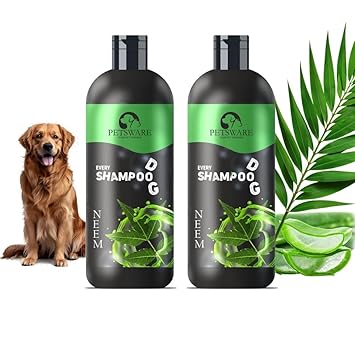 Herbal Dog Shampoo with Conditioner, 400 ml, Anti-Allergic, Anti-Fungal, Anti Ticks and Fleas, Suits All Breeds and Coats|for All Breeds of Dogs aand Puppies (NEEM)