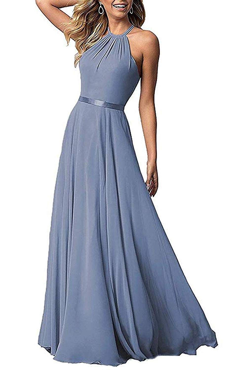 Blue Halter Top Dress The Dress Shop