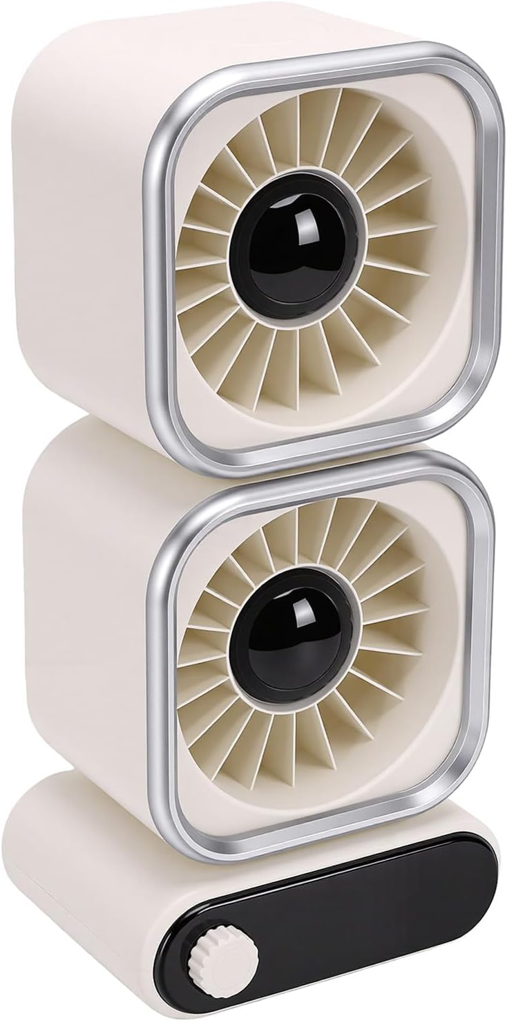 Quiet Dual Head Table Fan | 100 Adjustable Speeds 4000mAh Cordless Battery 360° Rotating for Office Bedroom