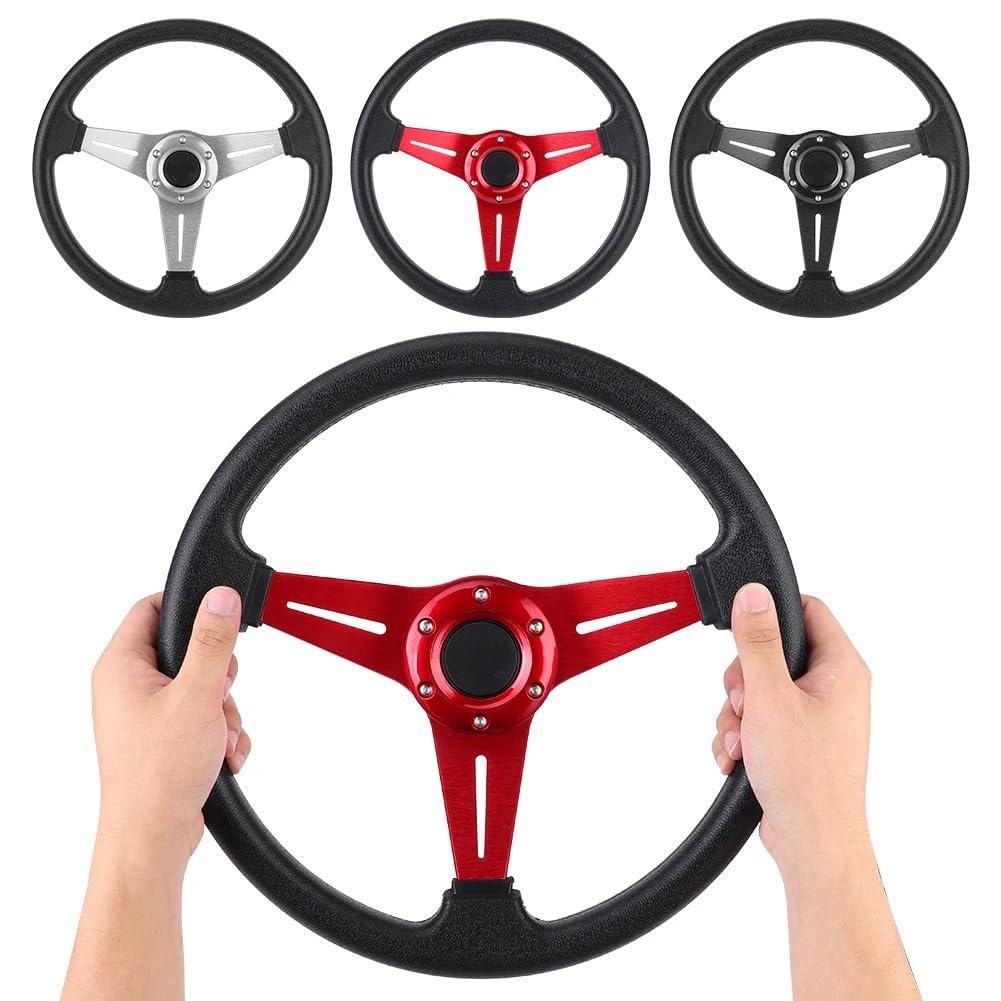 Volante da Corsa Universale,Volante Sportivo Auto da corsa 350 mm/14 pollici drift confortevole(Black)