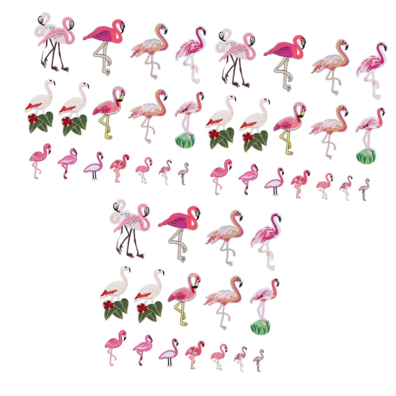 NUOBESTY 48stücke Teiliges Set Flamingo-aufnäher Zum Aufbügeln Stickerei Applikationen Für Kreative Bekleidungsaccessoires Zum Reparieren Und Dekorieren Von Kleidung Taschen Und Hüten