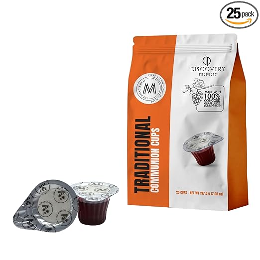 Travel Pack - Pre-Filled Traditional Communion Cup - Bag of 25 with Wafer and 100% Concord Grape Juice