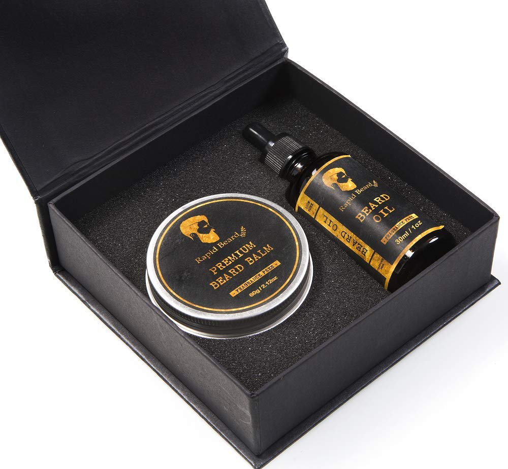 Beard Oil and Beard Balm Kit for Men Care - Unscented Leave in Beard Conditioner, Beard Butter, Mustache Wax Softener Gift set - Beard & Mustache Styling, Shaping, Grooming & Growth
