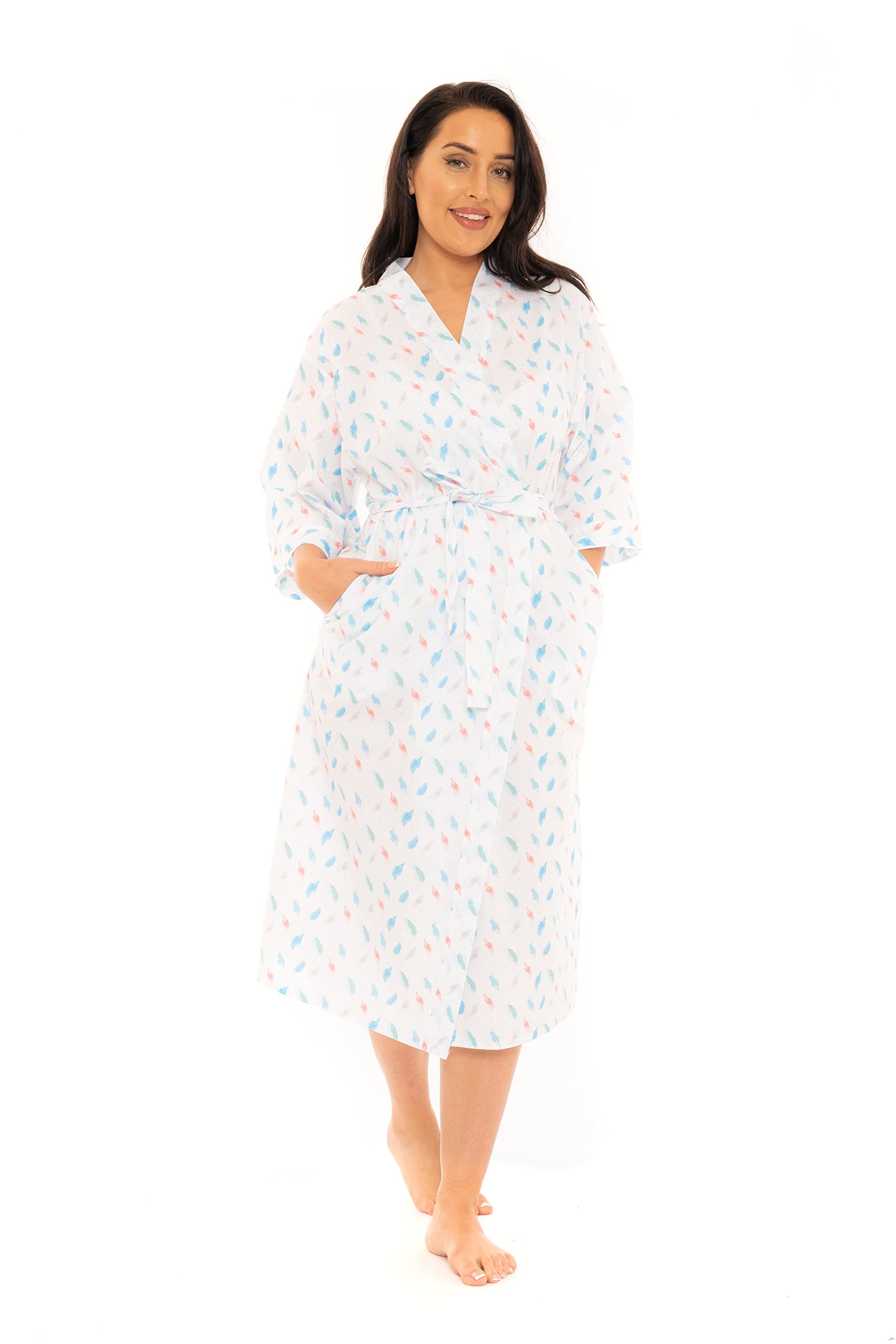 Suzy & MeWomen's Lightweight Feather Print Wrapover Dressing Gown