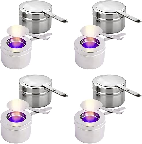 Cabilock Soporte de combustible de acero inoxidable con cubierta para platos de rozaduras, caja de combustible de calor enlatada, quemador enlatado