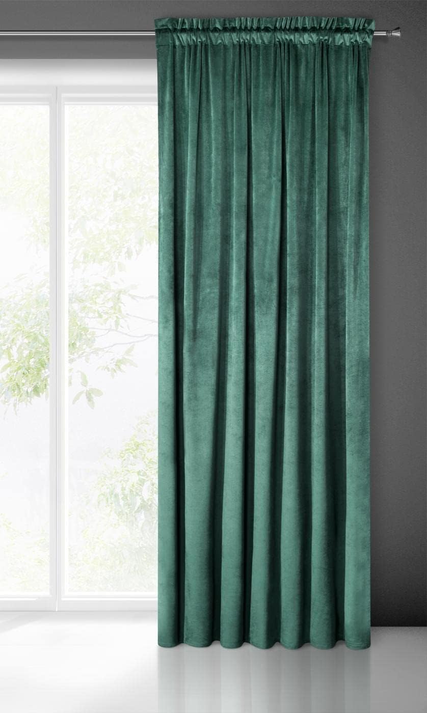 Eurofirany PIERRE Soft Plain Opaque Velvet Curtain with Rufflette Tape For Rail, 1 Unit