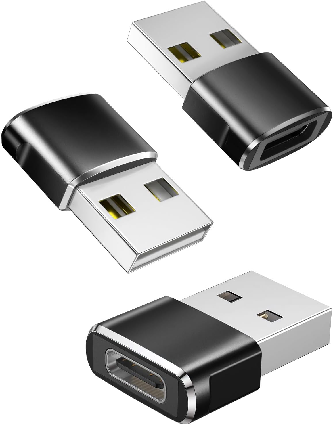 USB C to USB Adaptor 3Pack, USB to USB C Adapter, Type C Female to A Male Charger Cable Converter Compatible with Mbook, Notebook, Tablet, Smartphone, Airpods,Galaxy S23 S24 A34, iPad 10 Air 4 5