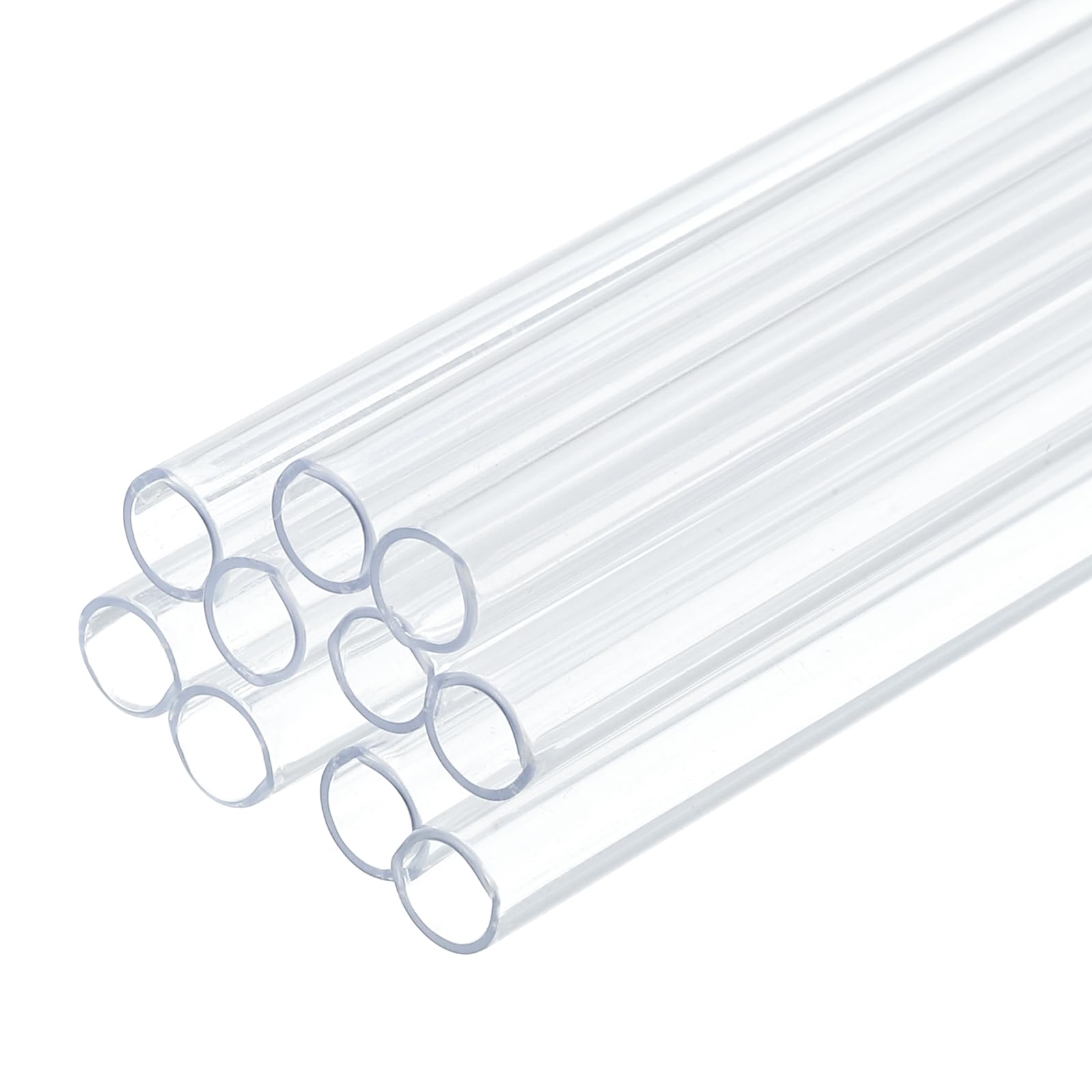 uxcell 10 Pcs Clear Plastic Rigid Tubing 4mm ID x 5mm OD, 0.5 Meters Length Round Polycarbonate Tubing for Aquarium Water Pipe, Water Cooling System,