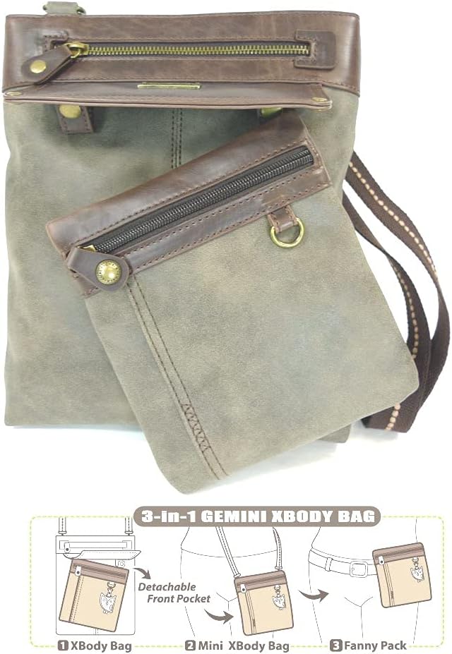 CHALA Metal Cross 2-in-1 Gemini Crossbody Handbag with Matching Wallet Christian Gift Set (Light Grey_Cross + Wallet)