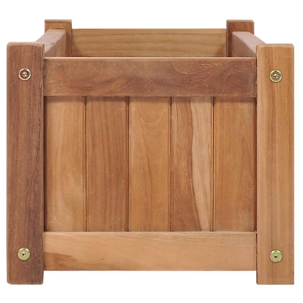 Jardinera de madera de teca maciza de 100 x 30 x 25 cm, resistente a la intemperie con almacenamiento de agua, resistente a las heladas y resistente al invierno, para jardín, balcón, terraza