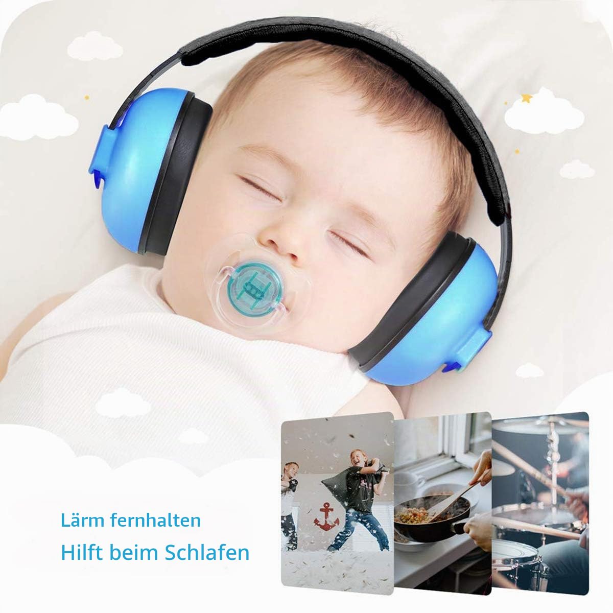 Baby Gehörschutz Kopfhörer 0-24 Monate – Lärmschutz Ohrenschützer, verstellbar & rutschfest, druckfrei für Flugzeug, Schlafen, Feuerwerk & Alltag