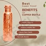 Copper Water Bottle - 34oz - Handcrafted Ayurvedic 100% Pure Copper Water Bottle for Drinking |Men & Women| Leak-Proof Lid BPA Free Non-Insulated & Eco Friendly with Premium Quality for Sport & Travel