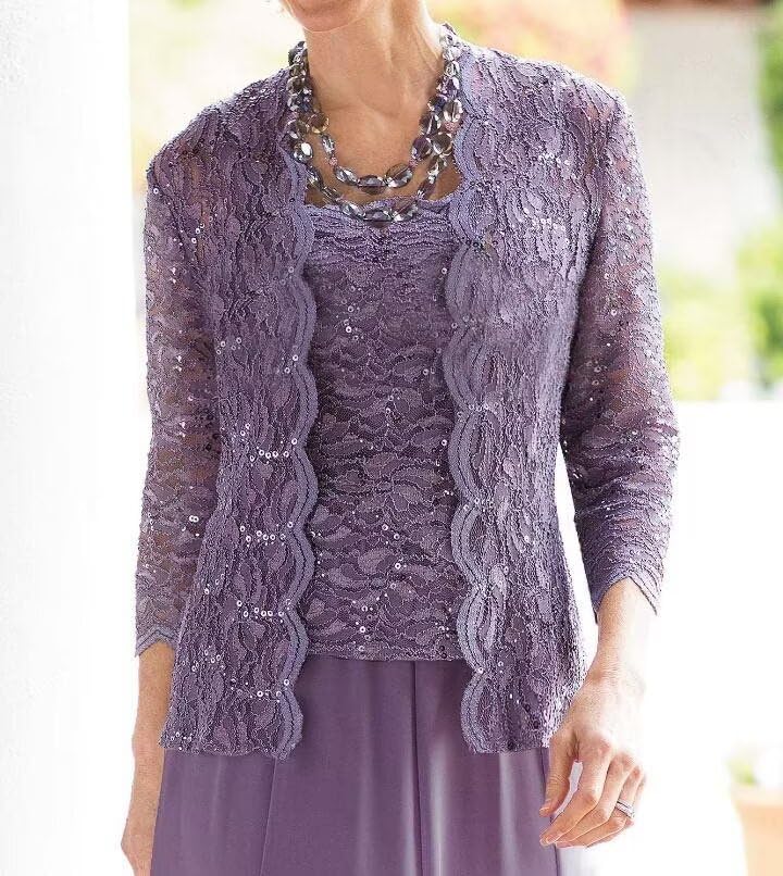 Women's 2 Piece Mother of The Bride Dresses with Jacket Mother of The Groom Dresses for Wedding Guest Dress3