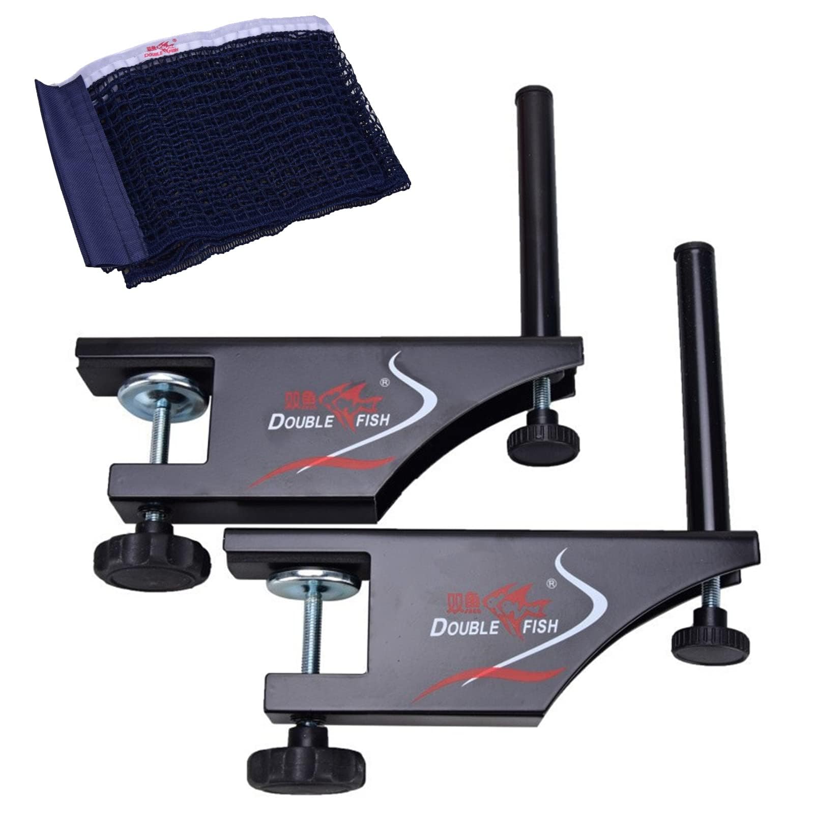 DOUBLE FISH Collapsible Table Tennis Net and Post Set, Advanced Adjustable Training Competition Professional Ping Pong Net with Strength Screw Clamp, Easy Set Up, Stable Base for Standard Table Sports