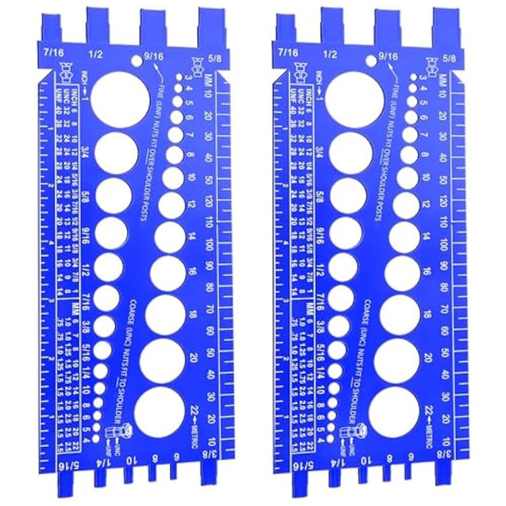 Littimoon Nut Bolt Thread Gauge Checker Bolt and Nut Identifier Blue Bolt Nut Thread Measure Gauge 2PCS
