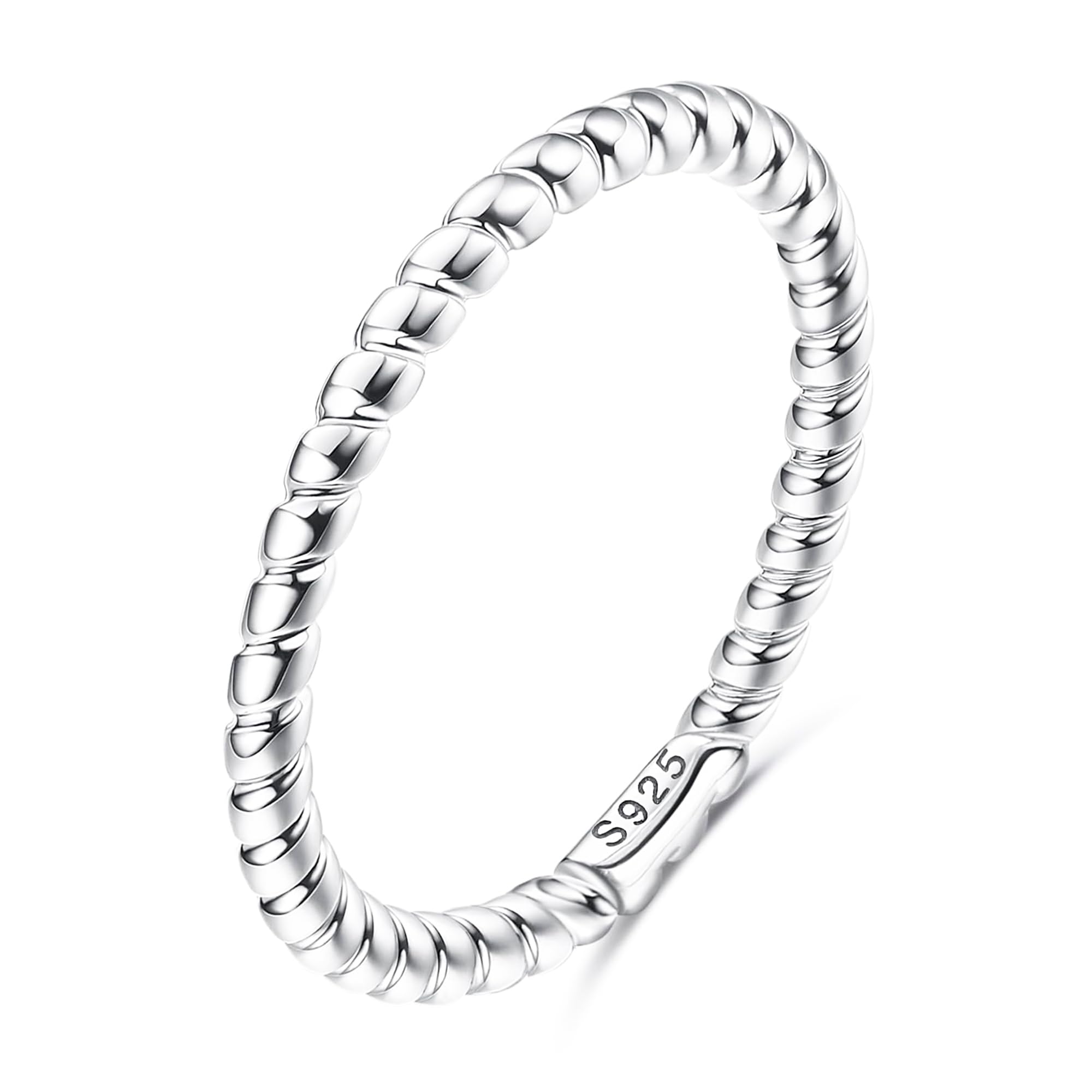 MILACOLATOAnillo de Plata 925 para Mujer Niñas, Anillos de Plata de Ley Chapados en Oro Blanco de 18 Quilates, Anillo de Dedo de Promesa de Compromiso de Boda Fino de 1,5mm Tamaño 11,75-24,75