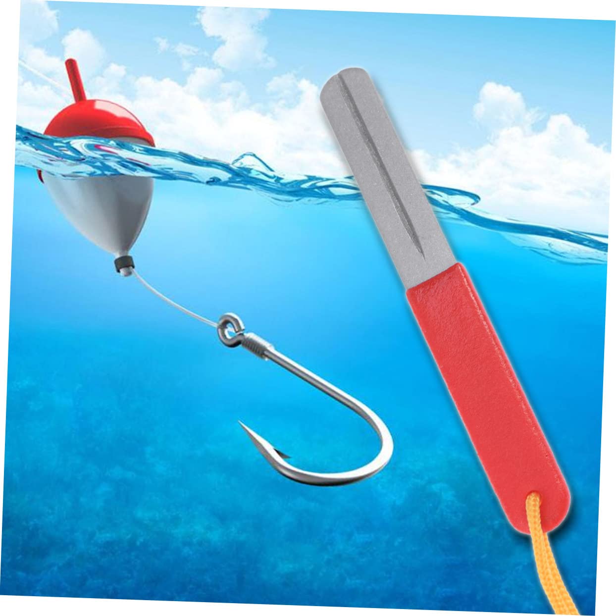TEHAUX Afilador con Cara Anzuelos de Diamante de Pesca Doble Tira