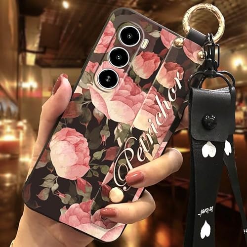 Phone Case Compatible with Itel A100, Dirt-resistant Shockproof Wrist Strap Waterproof Silicone Ring Back Cover Design Protectiv