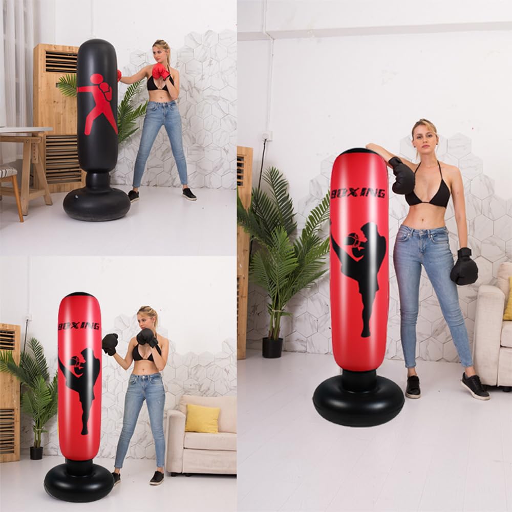 Sacco da boxe autoportante per MMA, Muay Thai, fitness, kickboxing, sacco da boxe resistente, con supporto, per adulti e ragazzi (Senza guanti)