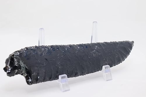 Miniatura 4 de 5-34 Long Mexican Spiderweb Obsidian Flint KnappedKnapping Pressure Flaked Paleo Neck Knife Blade Knife Dagger Gem Point Great DIY Knife Project