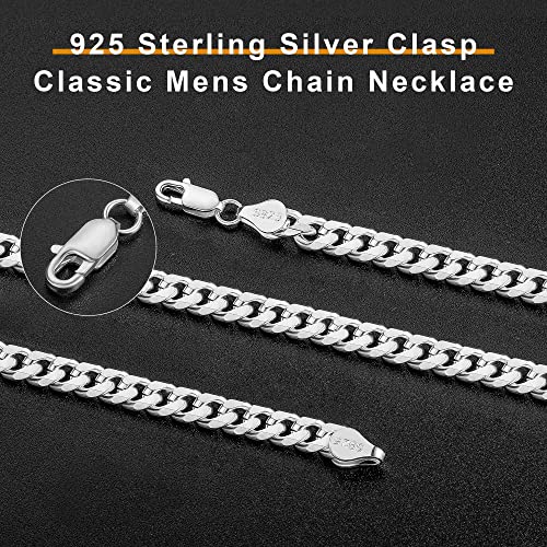 OCHCOH 925 Sterling Silver Clasp 3mm3.5mm4mm5mm7mm Cuban Link Chain Necklace for Men Diamond Cut Silver Chain Necklace for Women 16 18 20 22 24 26 28 30 Inch4