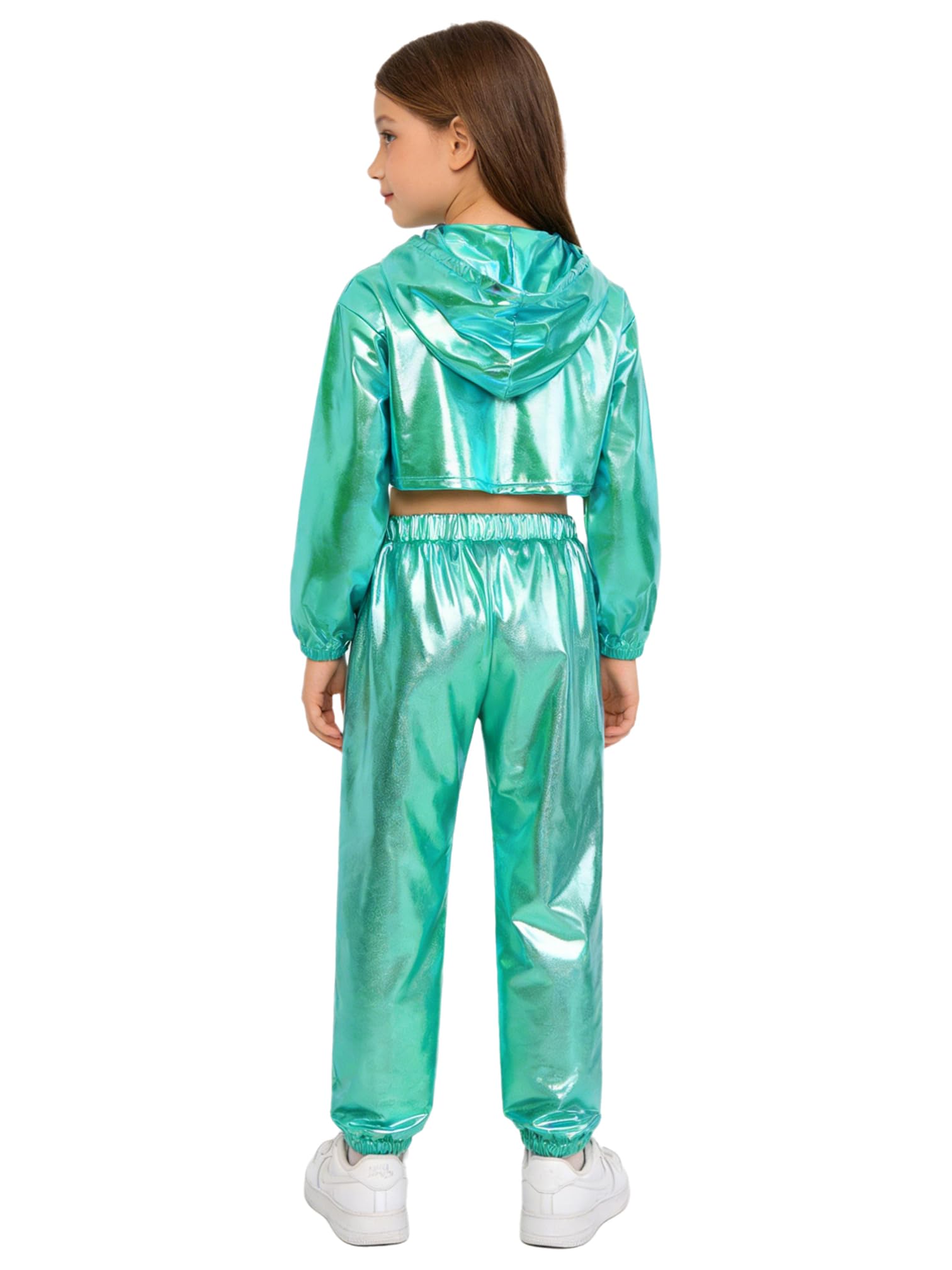 MSemis Tuta da Ginnastica Artistica Bambina 3 Pezzi Completo da Ballo di Strada Costume da Danza Moderna Jazz Hip Hop Hoodie Felpa con Cappuccio Canotta Pantaloni Sportivi