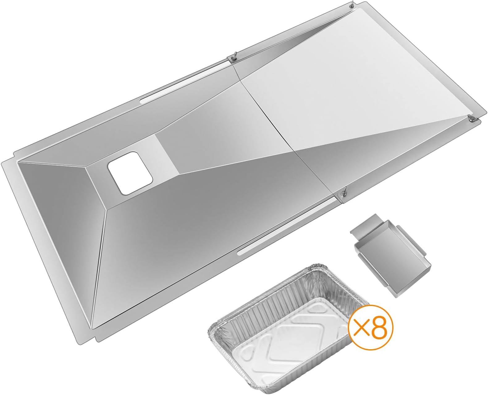 Universal Grease Tray with Drip Pan and 8Pcs Grill Grease Tray Foil Liner, Fits Dynaglo, Nexgrill, Charbroil, Kenmore, Master, Expert, BHG Gas Grill, Adjustable Drip Pan for 3/4/5 Burner Gas Grill