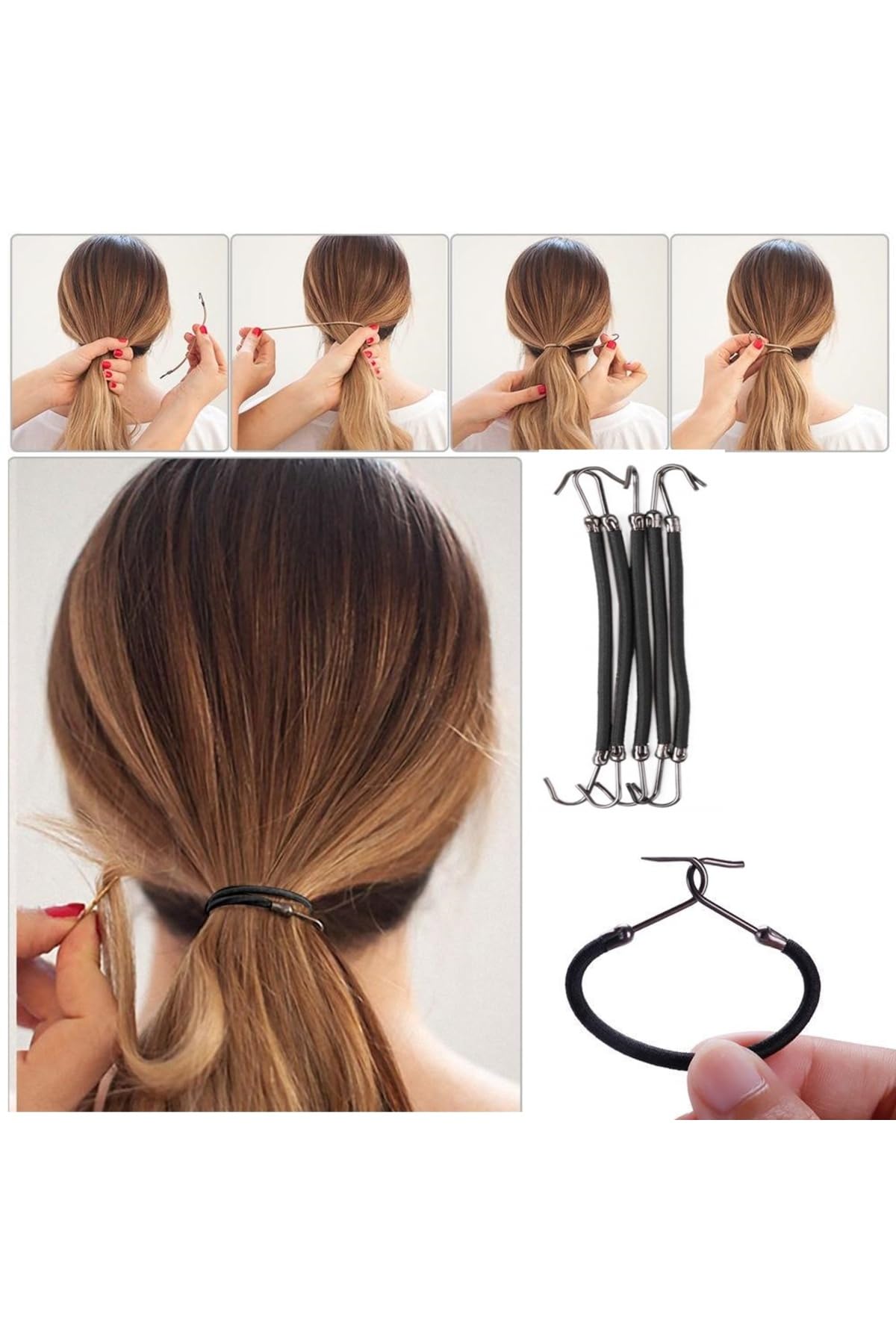 Transformacion At Kuyruğu Lastik Toka Kancalı Toka 10 Adet 717249 Siyah