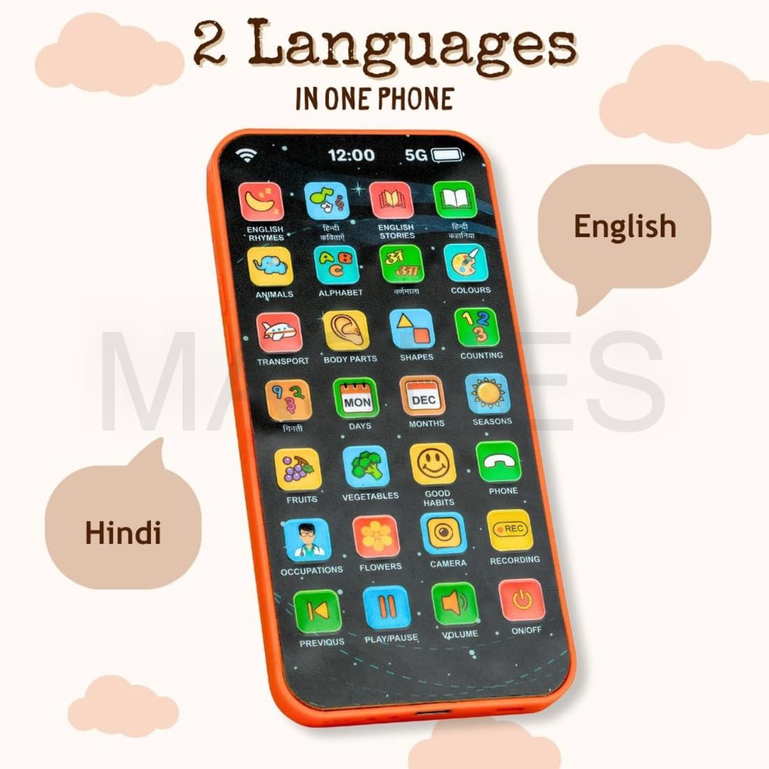 Educational Phone Toy for 2-12 Years Kids Rechargeable 24 Modes Talking Baby Smart Phone Mobile Toy for Boys Girls Christmas Gift Birthday Surprise 1